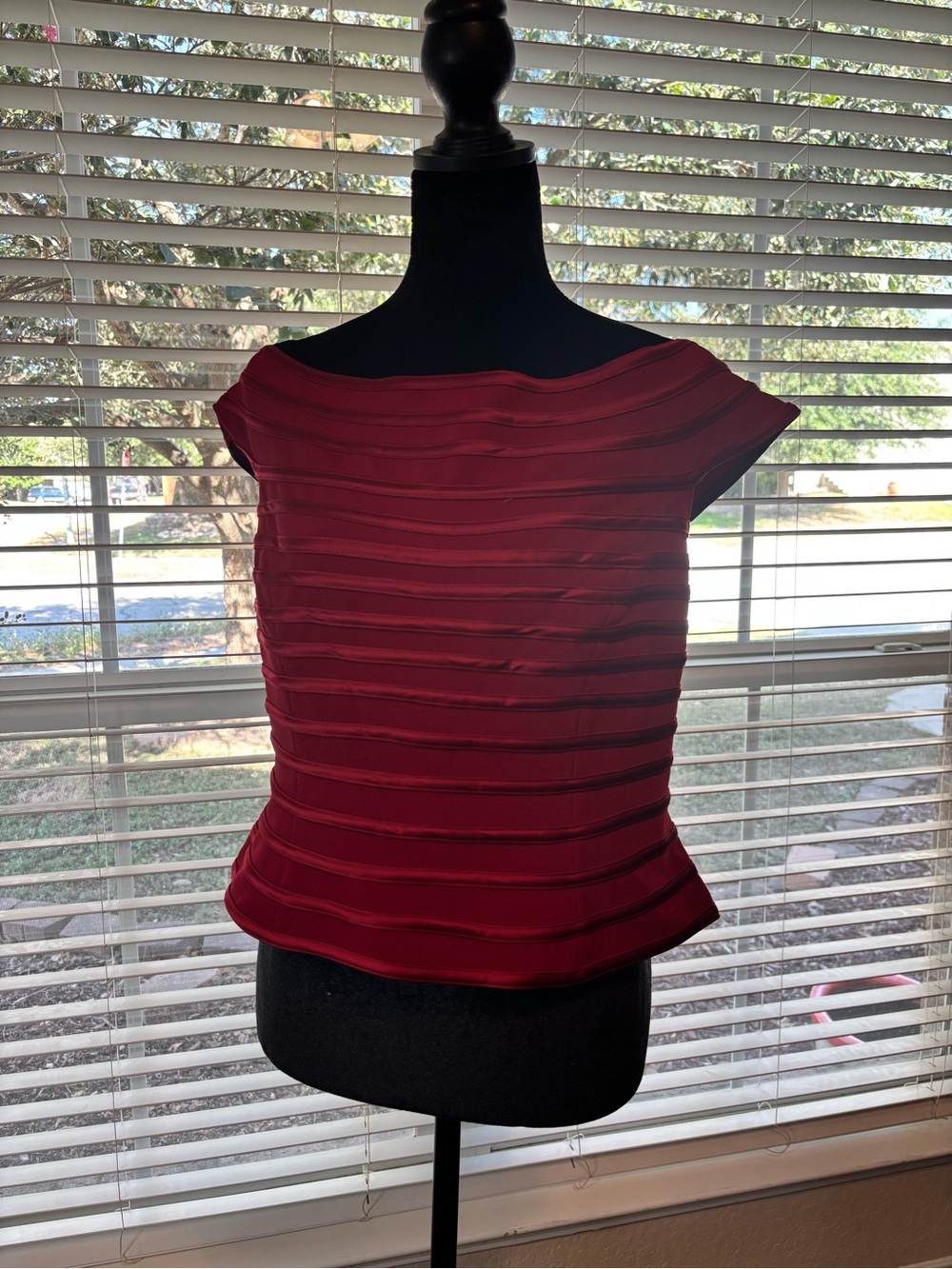 Signature Red Velvet Layered Boatneck Crop Top